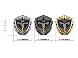 Tesla Emblème Bombé Métal Style Course Lustré Bombé